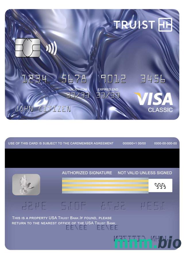 USA Truist Bank visa klasyczny karta przykład w formacie PSD